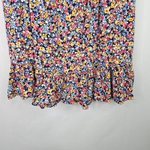 OLD NAVY Fit & Flare Cami Dress NAVY BLUE PINK YELLOW Floral size M Smocked Cute - Picture 4 of 7